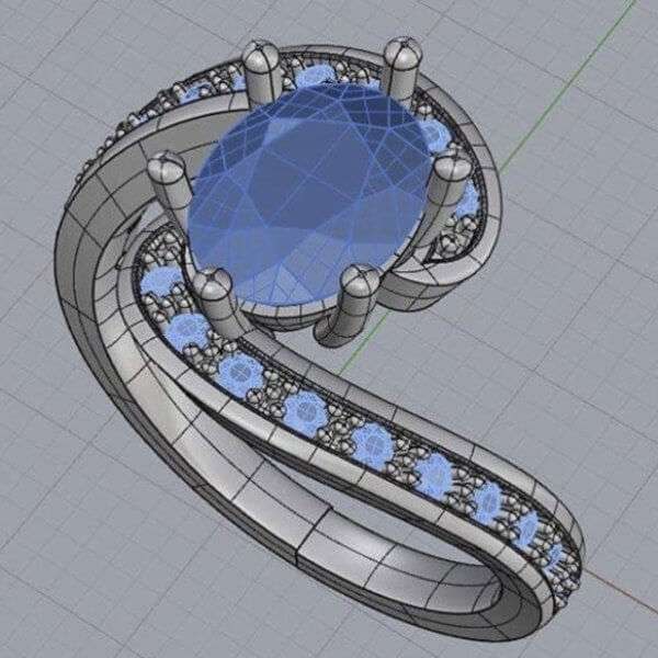 Anello con diamanti corso profettazione CAD 3D gioielleria
